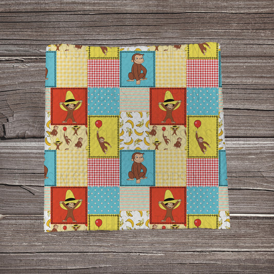 Curious George Patchwork | Fabric Strip- Bow Making- Headwraps- Scrunchies