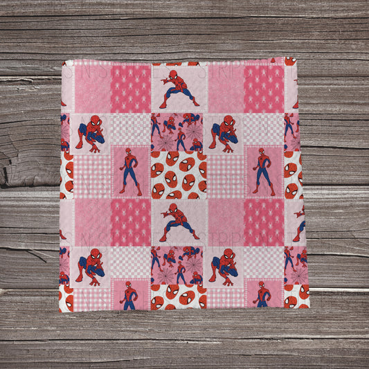 Pink Spider-Man Patchwork | Fabric Strip- Bow Making- Headwraps- Scrunchies