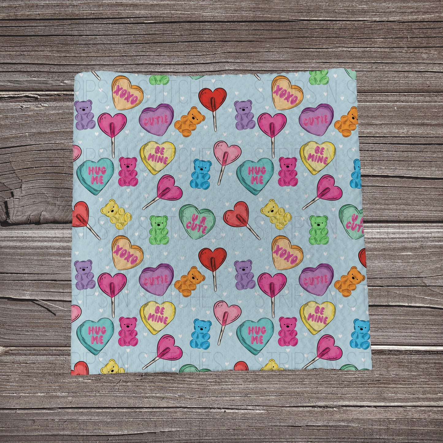 Valentine Sweets Blue | Bullet Fabric Strip | Bow Making | Scrunchie | Headwraps