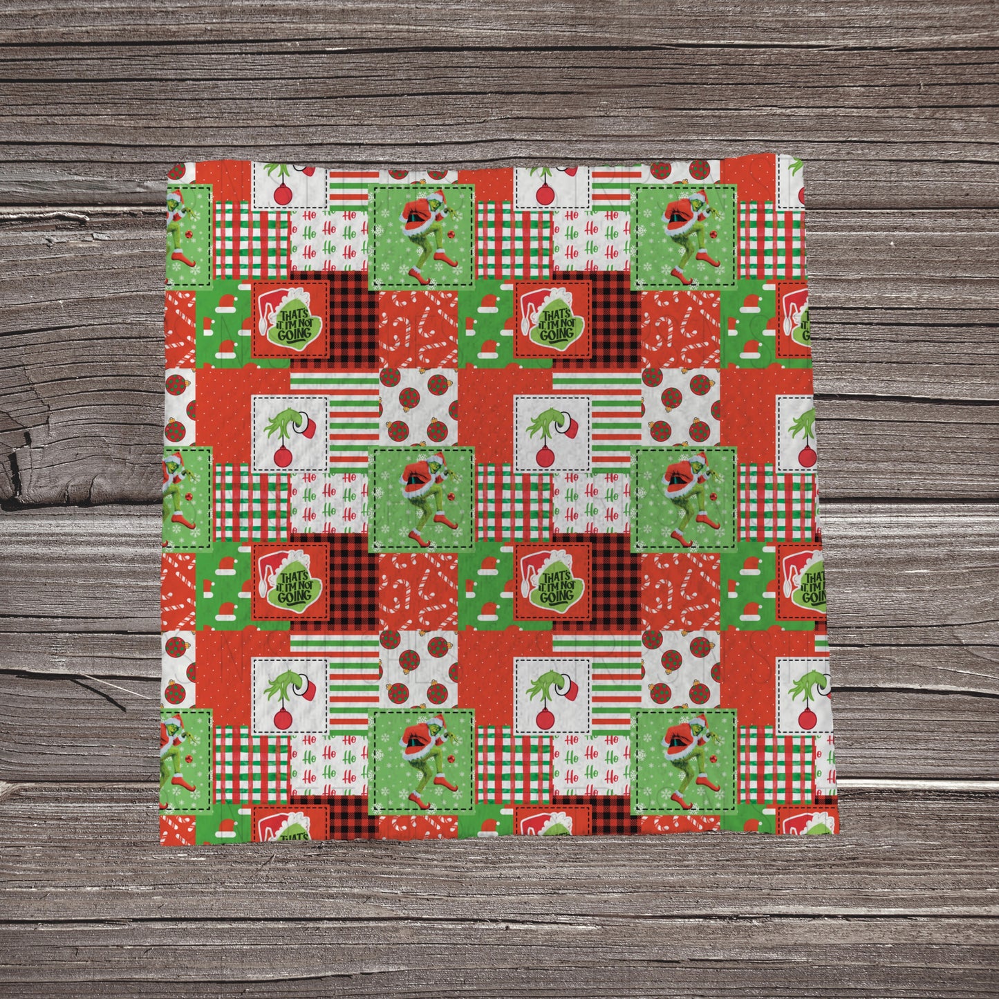 Grinch Patchwork- Red/Green | Fabric Strip- Bow Making | Headwraps