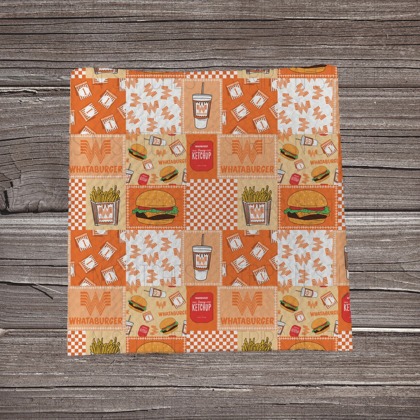 Whataburger Patchwork | Fabric Strip- Bow Making- Headwraps- Scrunchies