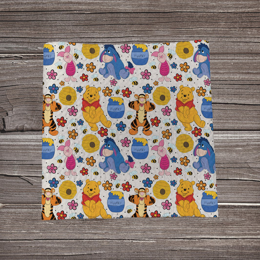 Sunny Bear Adventures - White | Bullet Fabric Strip | Bow Making | Scrunchie | Headwraps