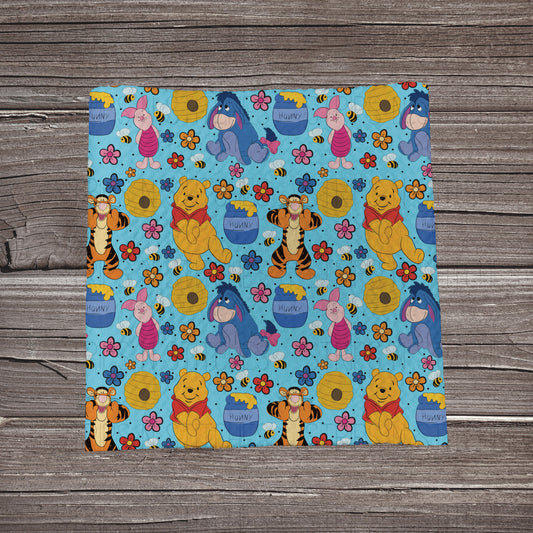 Sunny Bear Adventures - Blue | Bullet Fabric Strip | Bow Making | Scrunchie | Headwraps