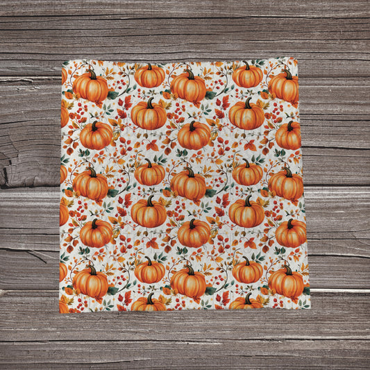 Watercolor Scattered Floral Pumpkin Patch | Fabric Strip- Bow Making- Headwraps- Scrunchies