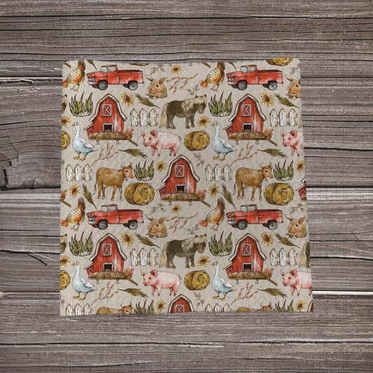 Watercolor Farm Life | Bullet Fabric Strip | Bow Making | Scrunchie | Headwraps