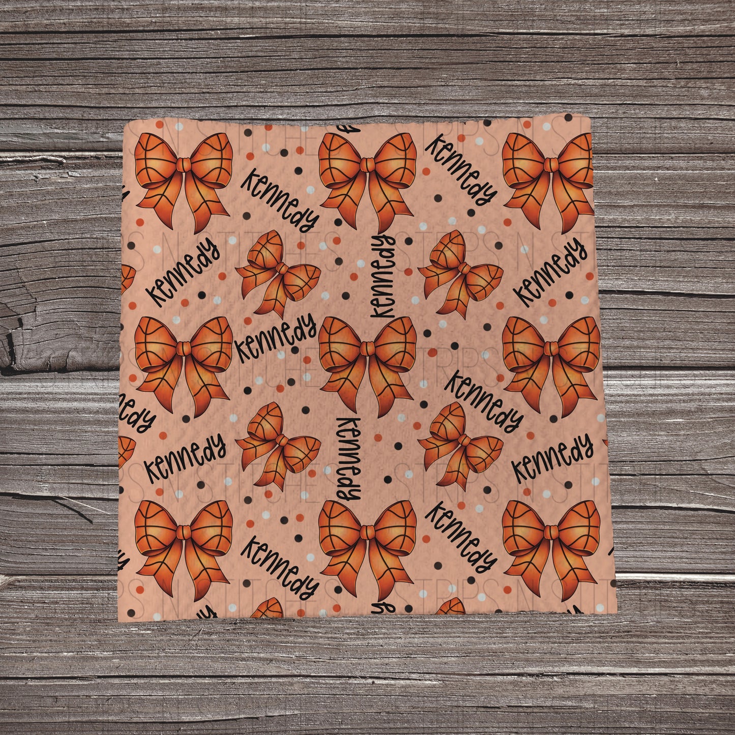 Basketball Bows - Orange CUSTOM NAME *SHOP EXCLUSIVE PRINT* | Bullet Fabric Strip | Bow Making | Scrunchie | Headwraps