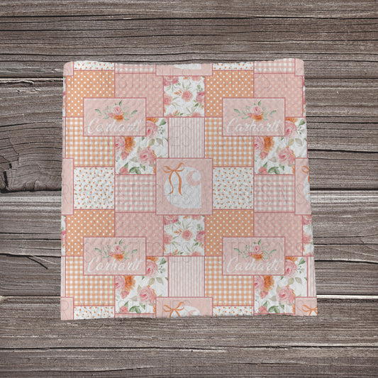 Peach Floral Carhartt Patchwork | Fabric Strip | Bow Making | Headwrap | Scrunchies