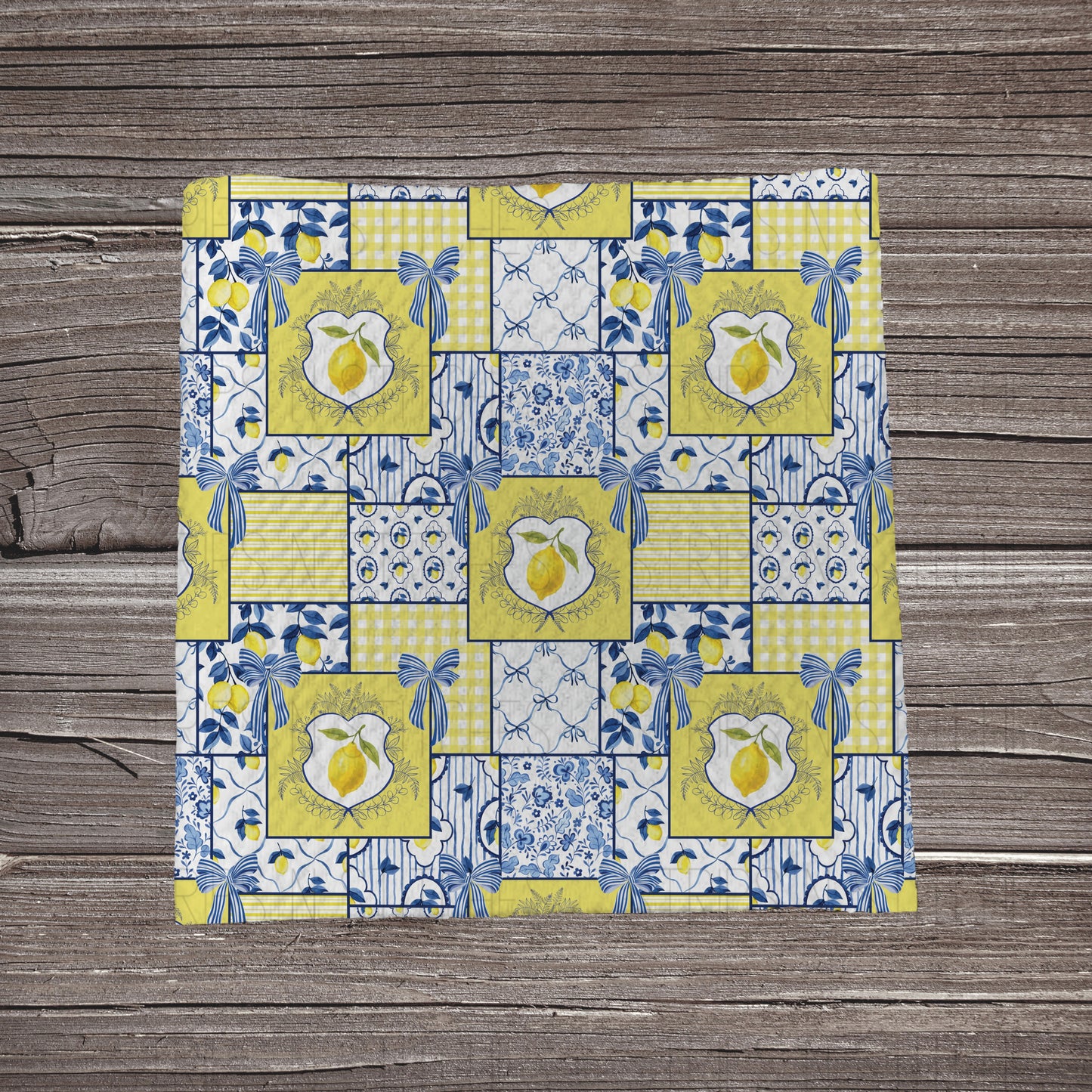 Blue & Yellow Lemon Patchwork | Fabric Strip | Bow Making | Headwrap | Scrunchies