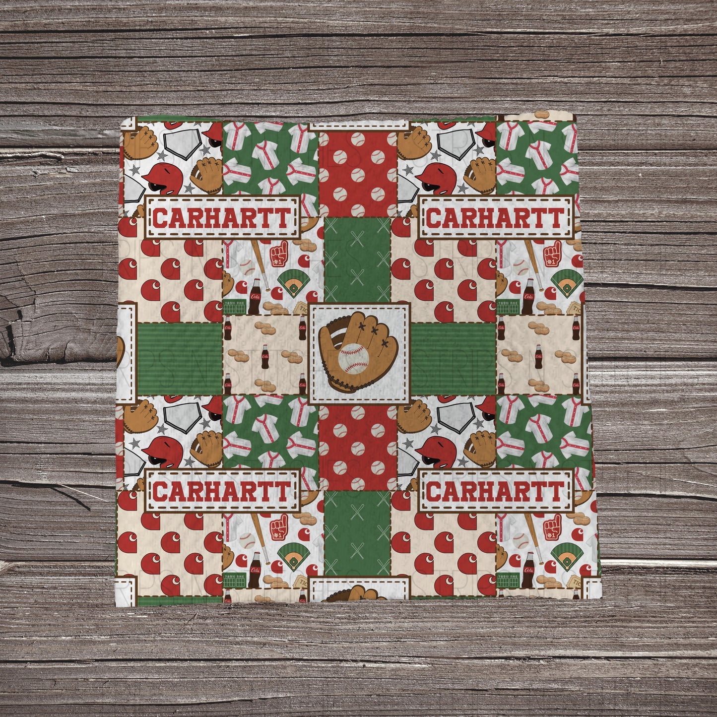 Baseball Carhartt Patchwork | Fabric Strip | Bow Making | Headwrap | Scrunchies