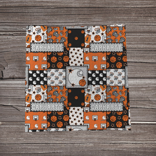 Basketball Carhartt Patchwork | Fabric Strip | Bow Making | Headwrap | Scrunchies