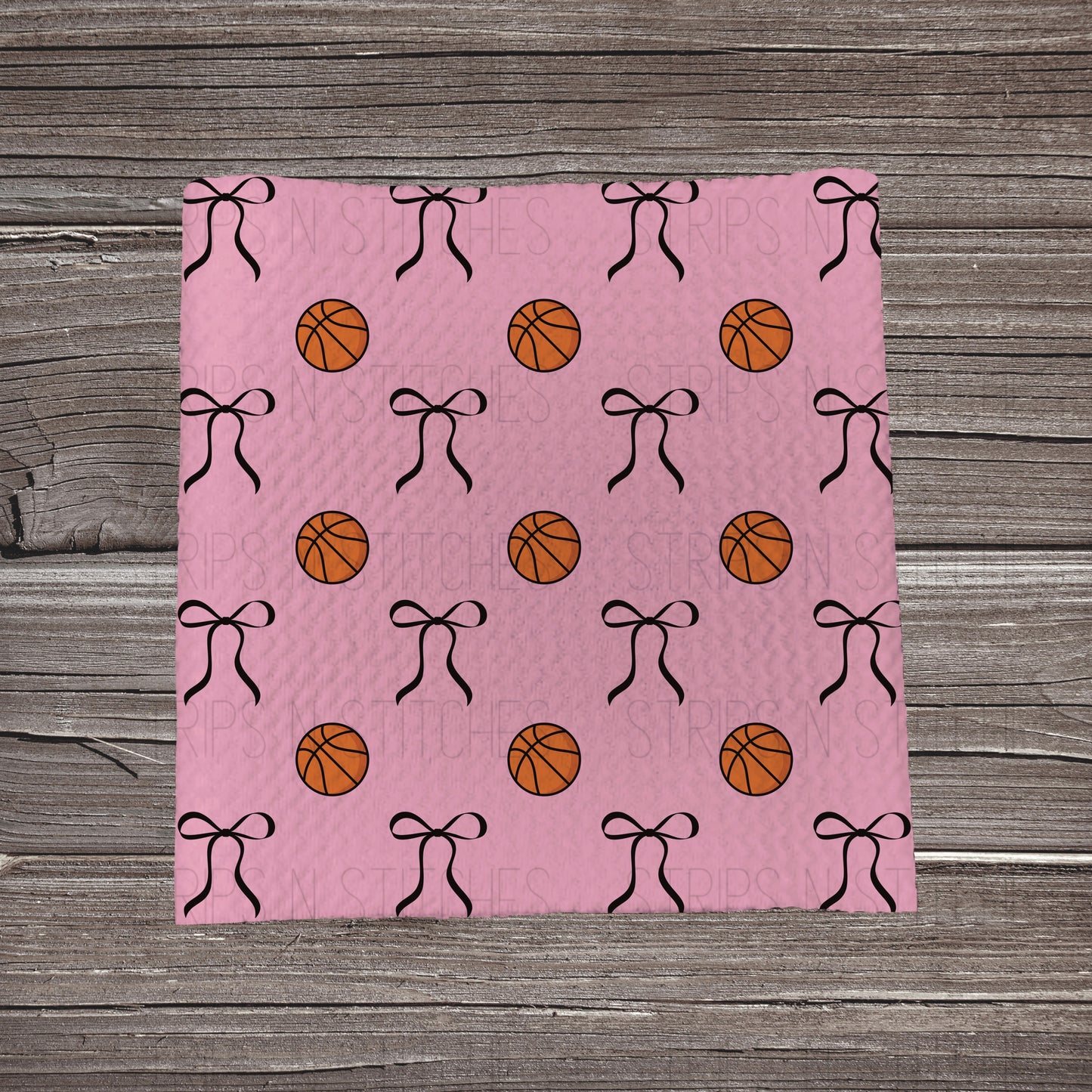 Basketball & Bows Scatter - Pink | Fabric Strip | Bow Making | Headwrap | Scrunchies