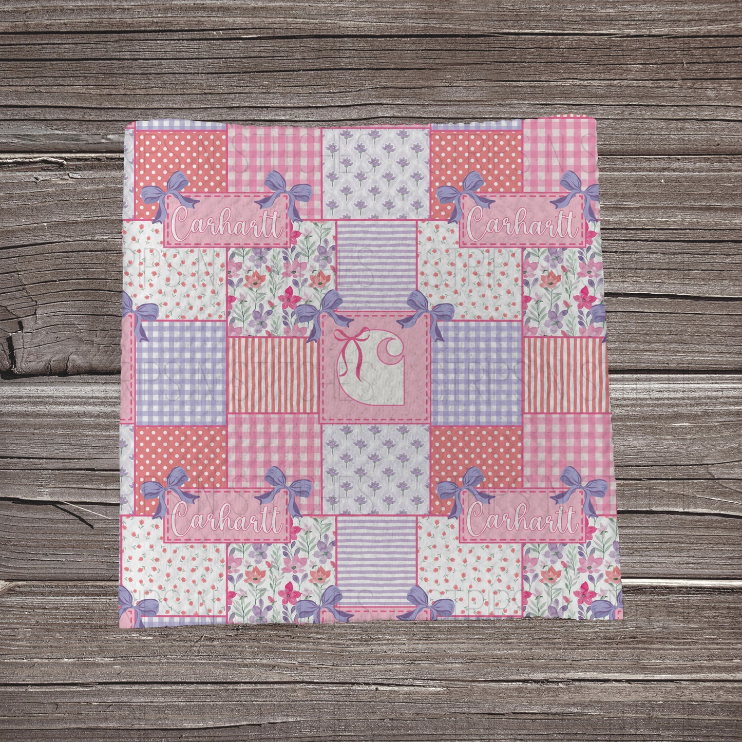 Pink & Purple Floral Carhartt Patchwork | Fabric Strip | Bow Making | Headwrap | Scrunchies