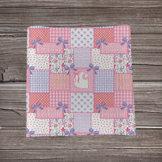 Pink & Purple Floral Carhartt Patchwork | Fabric Strip | Bow Making | Headwrap | Scrunchies