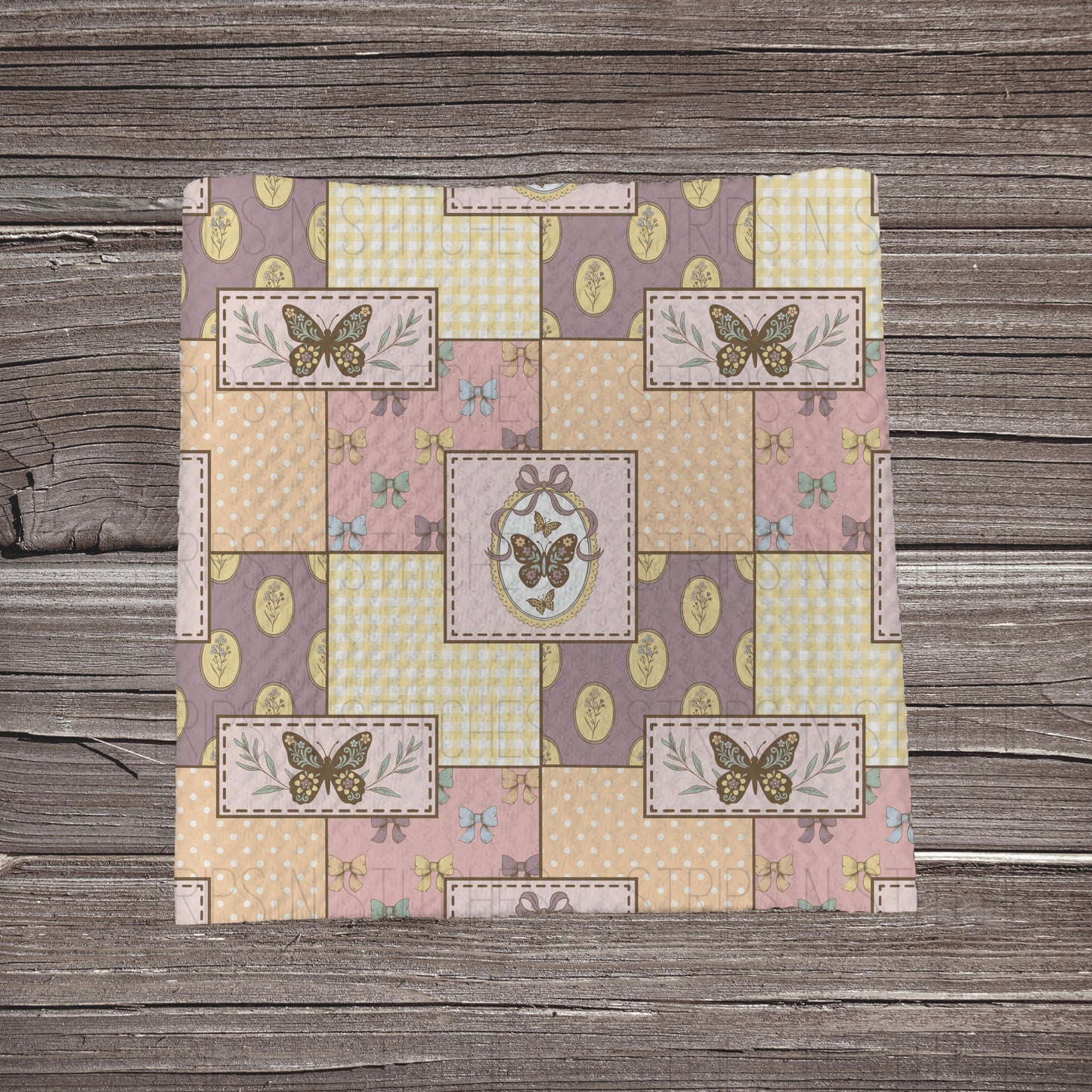 Pastel Butterfly Patchwork | Fabric Strip | Bow Making | Headwrap | Scrunchies