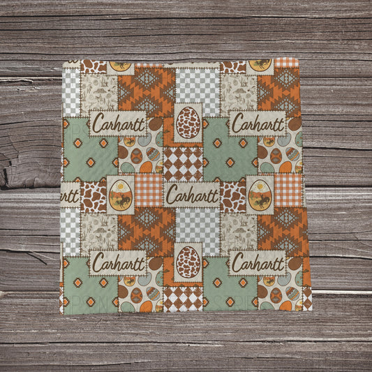 Green Carhartt Easter Patchwork | Fabric Strip | Bow Making | Headwrap | Scrunchies