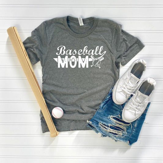 White Baseball Mom  | Screen Print Transfer | Adult Size | Create Your Own Shirt