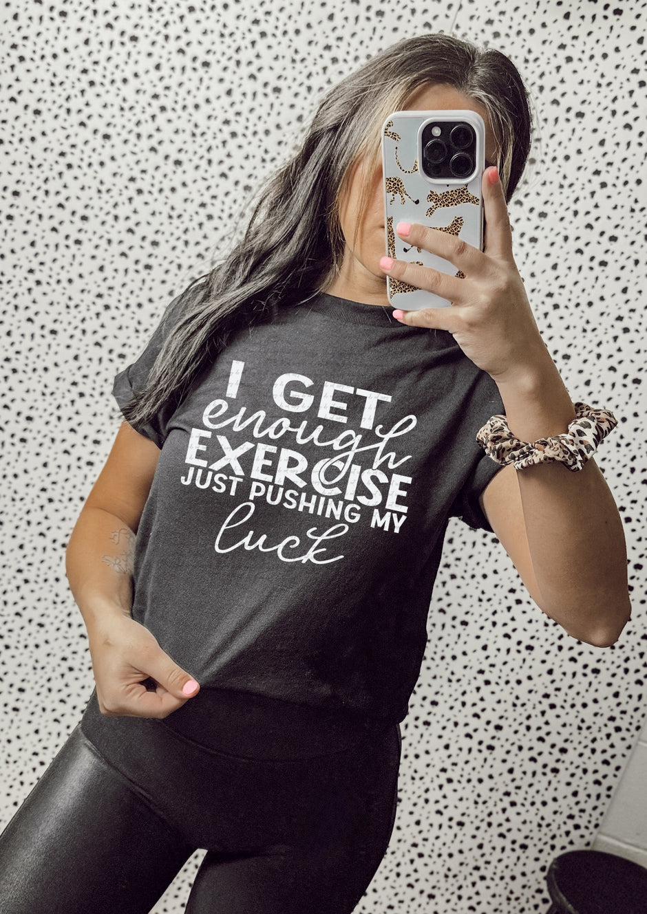 I get enough exercise pushing my luck White | Screen Print Transfer | Adult Size | Create Your Own Shirt