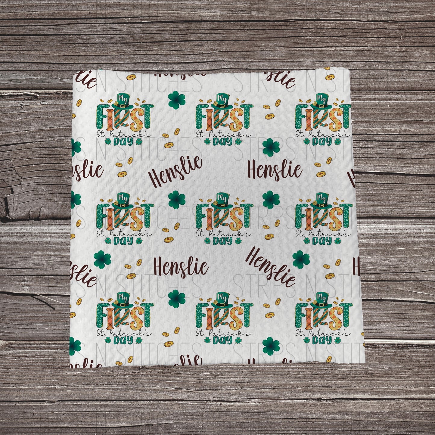 First St. Patrick’s Day CUSTOM NAME *SHOP EXCLUSIVE PRINT* | Bullet Fabric Strip | Bow Making | Scrunchie | Headwraps