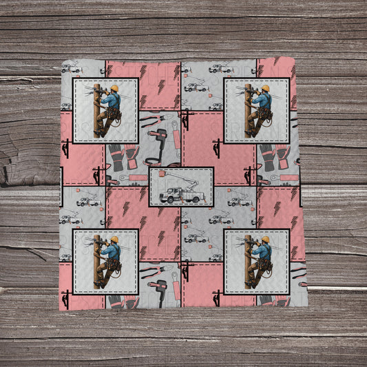 Light Pink Lineman Patchwork | Bullet Fabric Strip | Bow Making | Scrunchie |