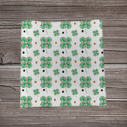 Watercolor 4 Leaf Clovers **EXCLUSIVE PRINT** |Fabric Strip | Bow Making | Scrunchie | Headwrap