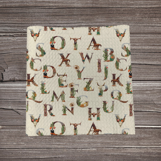 Cowboy Alphabet **EXCLUSIVE PRINT** | Fabric Strip | Bow Making | Scrunchie | Headwrap