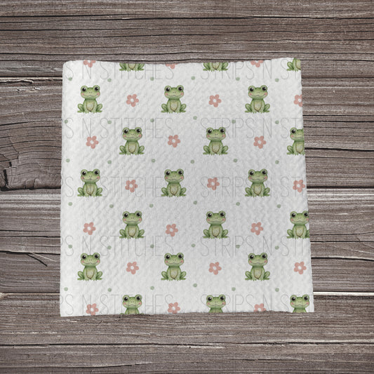 Cute Frogs & Dainty Flowers **EXCLUSIVE PRINT** | Fabric Strip | Bow Making | Scrunchie | Headwrap