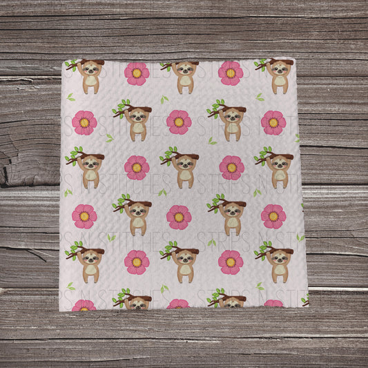 Pink Sloths & Flowers **EXCLUSIVE PRINT** | Fabric Strip | Bow Making | Scrunchie | Headwrap