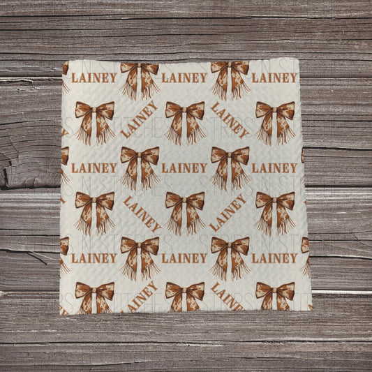 Cow Print Bows - CUSTOM NAME *SHOP EXCLUSIVE PRINT* | Bullet Fabric Strip | Bow Making | Scrunchie | Headwrapse