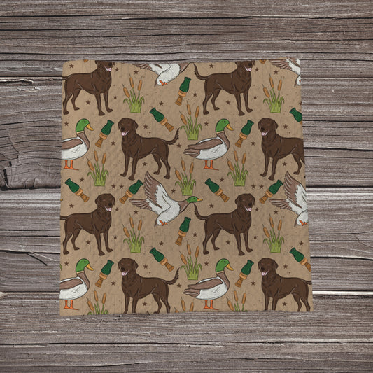 Duck Hunting-  Chocolate Lab- Tan | Fabric Strip- Bow Making- Headwraps- Scrunchies