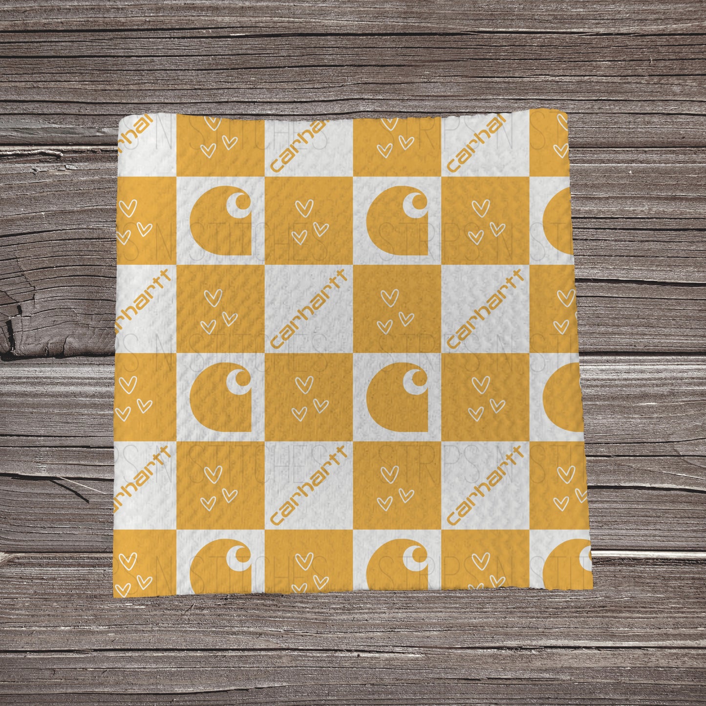 Yellow Checkered Carhartt *EXCLUSIVE PRINT* |  Fabric Strip- Bow Making- Headwrap- Scrunchie