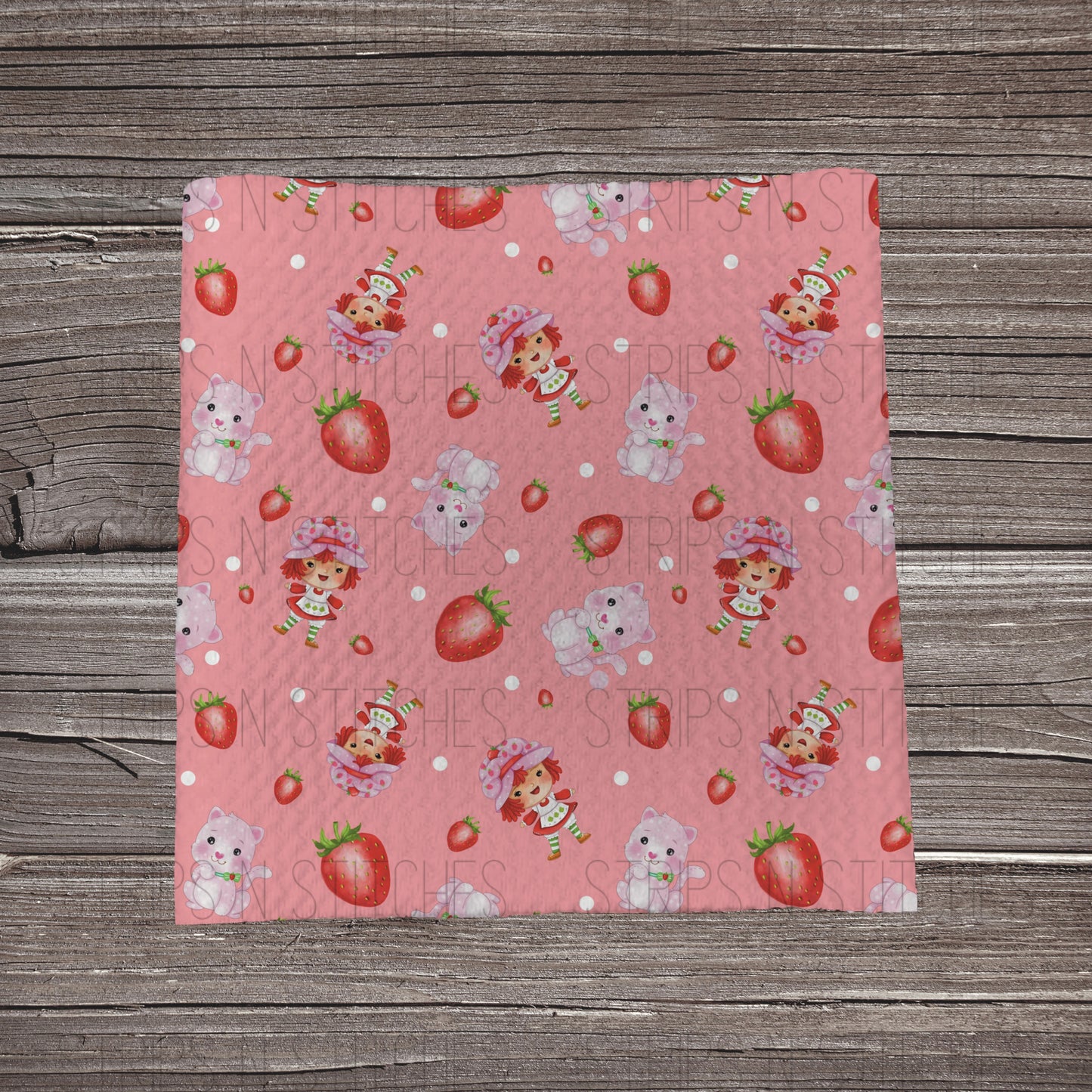 Strawberry Shortcake Scatter- Pink  Fabric Strip- Bow Making- Headwrap- Scrunchies