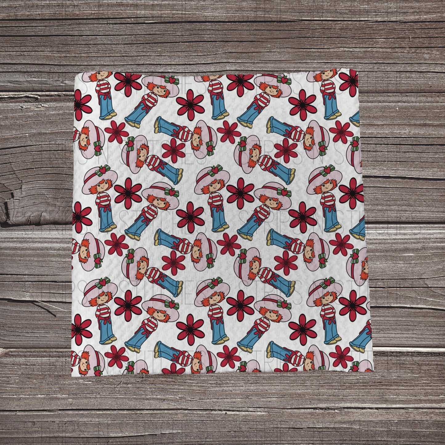 Strawberry Shortcake & Flowers  Fabric Strip- Bow Making- Headwrap- Scrunchies