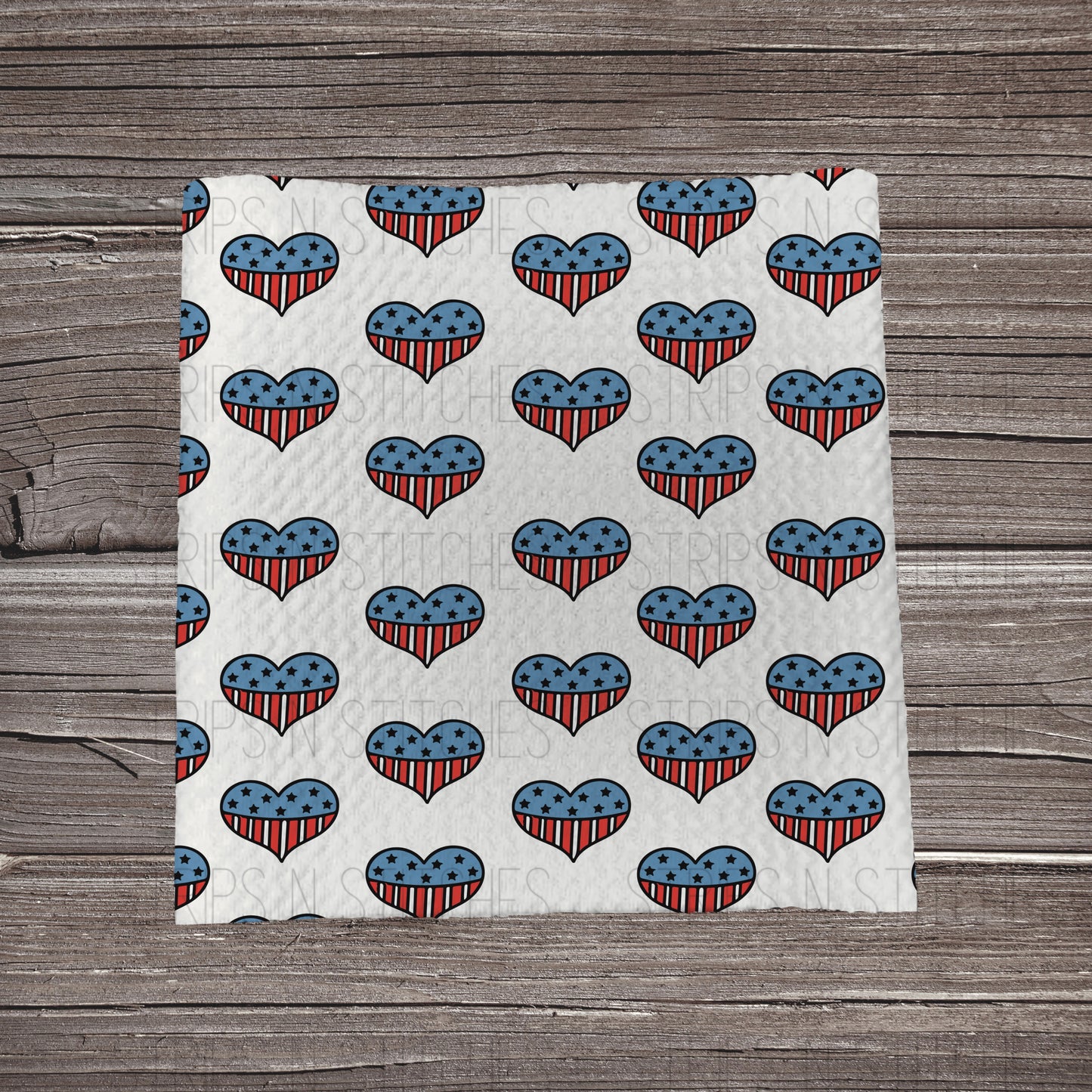 Patriotic Hearts Fabric Strip- Bow Making- Headwrap- Scrunchies