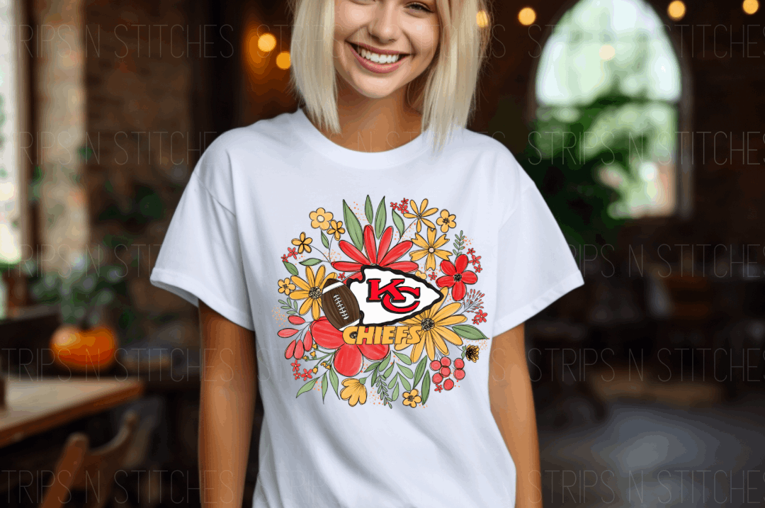 2023 NFL Floral- Chiefs | Sublimation Transfer | Create your own Shirt