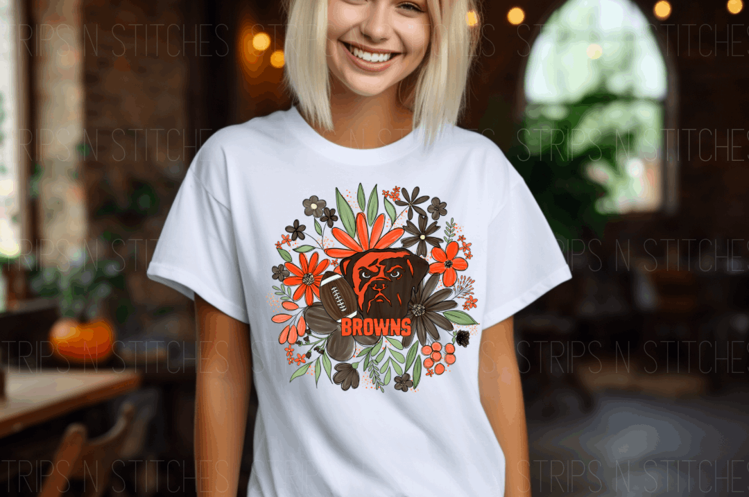 2023 NFL Floral- Browns | Sublimation Transfer | Create your own Shirt