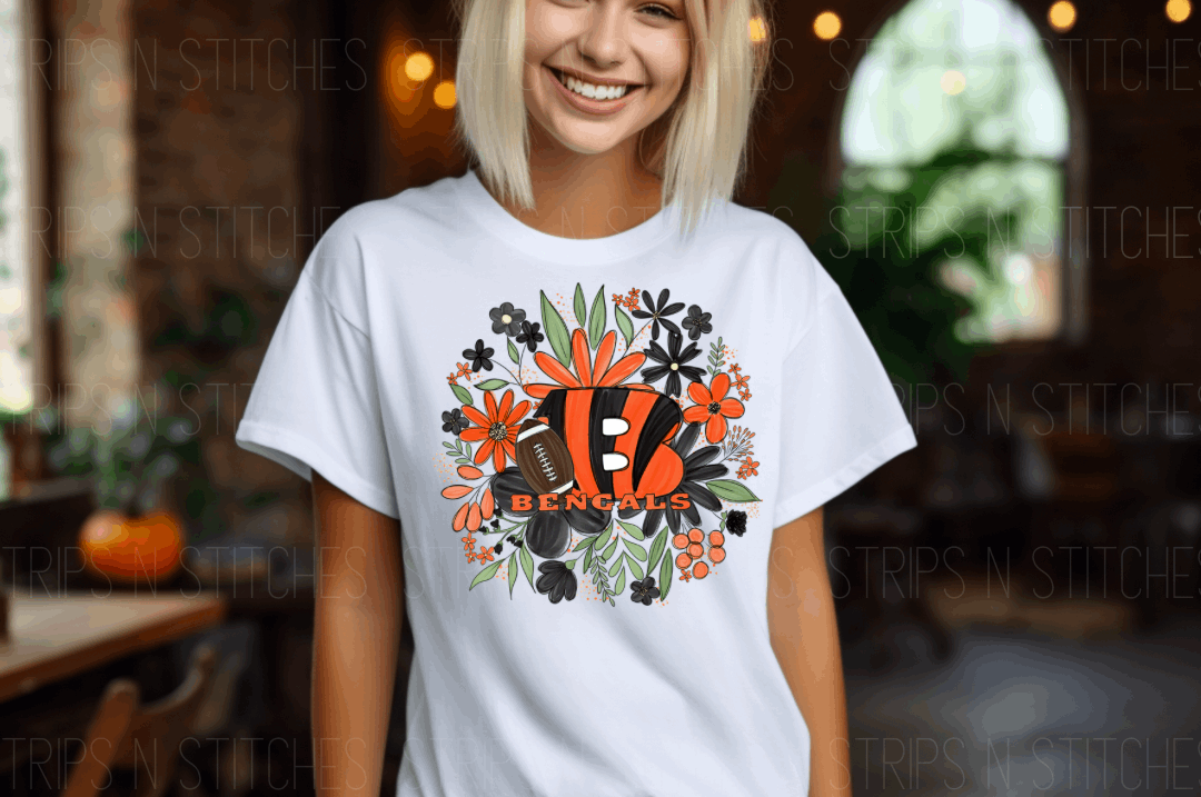 2023 NFL Floral- Bengals | Sublimation Transfer | Create your own Shirt