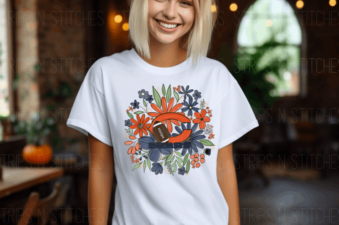 2023 NFL Floral- Bears | Sublimation Transfer | Create your own Shirt