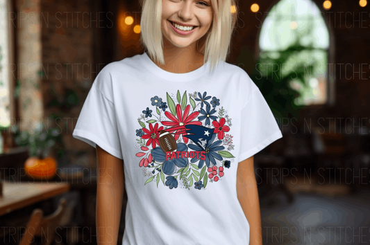 2023 NFL Floral- Patriots | Sublimation Transfer | Create your own Shirt