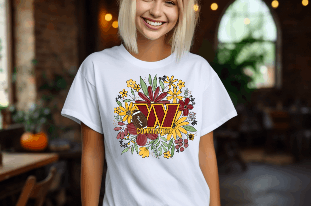 2023 NFL Floral- Washington Commanders | Sublimation Transfer | Create your own Shirt