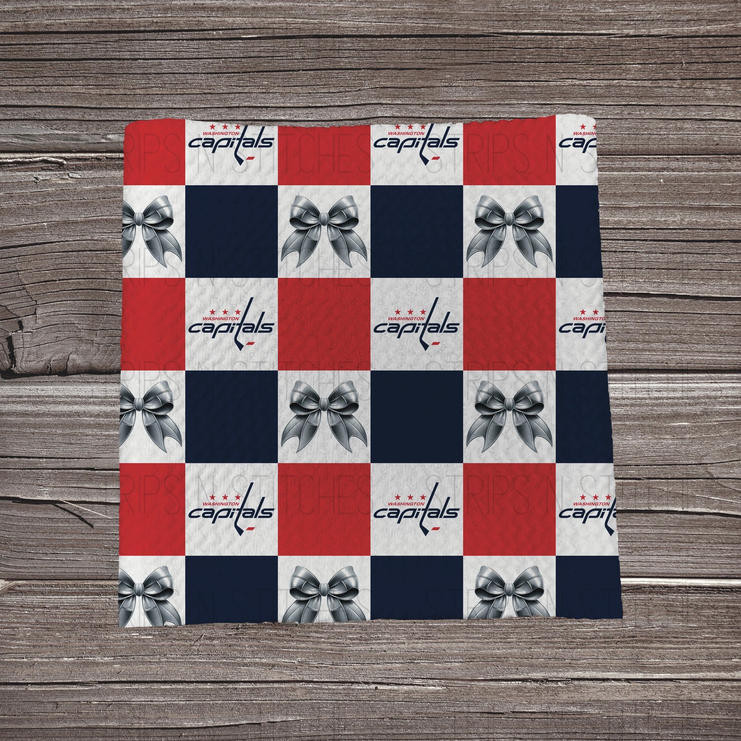 Checkered Hockey & Bows | All Teams Available | Fabric Strip- Bow Making