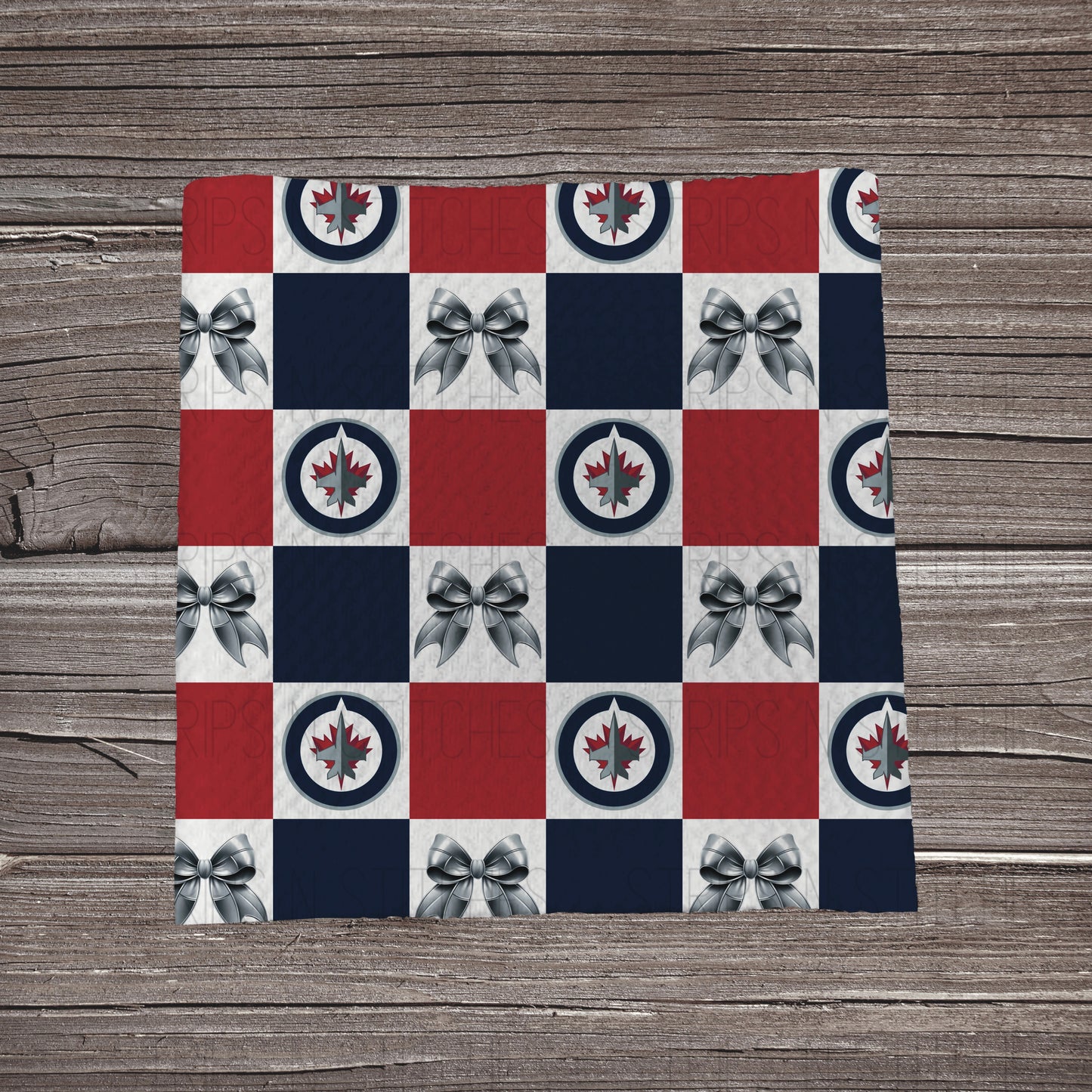 Checkered Hockey & Bows | All Teams Available | Fabric Strip- Bow Making