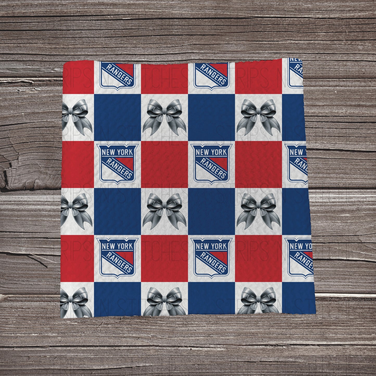 Checkered Hockey & Bows | All Teams Available | Fabric Strip- Bow Making