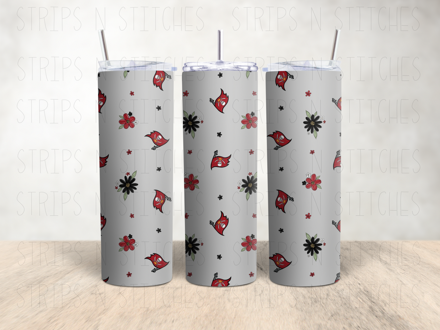 2023 NFL Dainty Floral- ALL TEAMS AVAILABLE -20 Oz Stainless Steel Tumbler with Lid & Straw