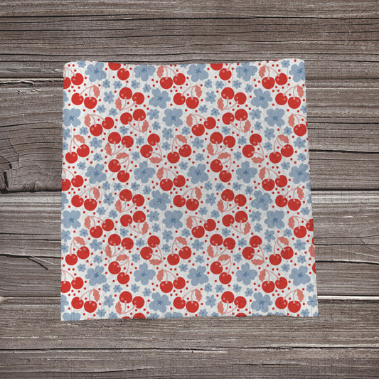 Red, White & Cherry  | Fabric Strip- Bow Making- Headwrap- Scrunchies