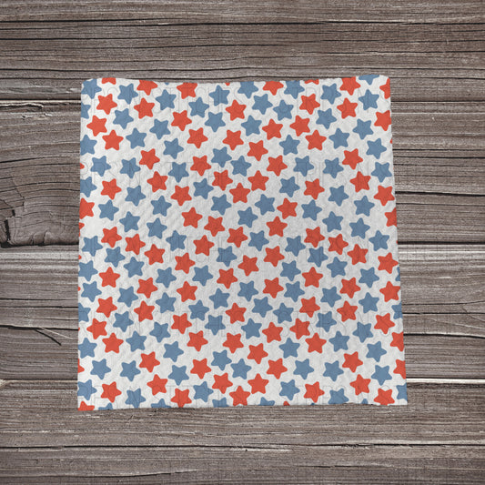 Red & Blue Dainty Stars  | Fabric Strip- Bow Making- Headwrap- Scrunchies