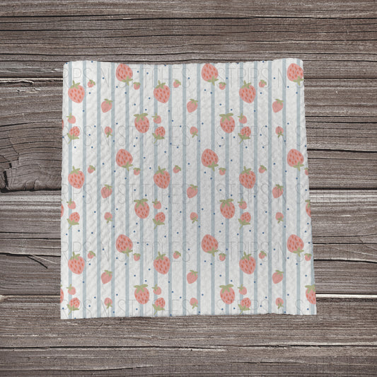 Whimsy Strawberry Stripes | Fabric Strip- Bow Making- Headwrap- Scrunchies