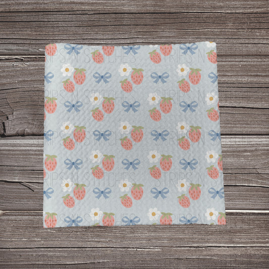 Whimsy Strawberry & Flowers | Fabric Strip- Bow Making- Headwrap- Scrunchies