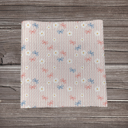 Dainty Bows & Pink Stripes | Fabric Strip- Bow Making- Headwrap- Scrunchies