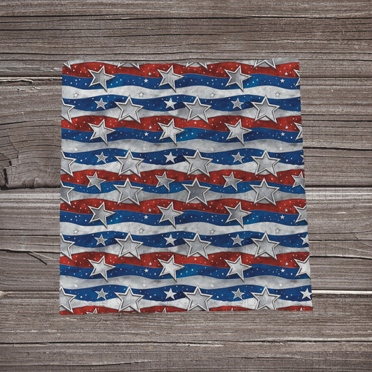 Stars & Wavy Stripes | Fabric Strip- Bow Making- Headwrap- Scrunchies