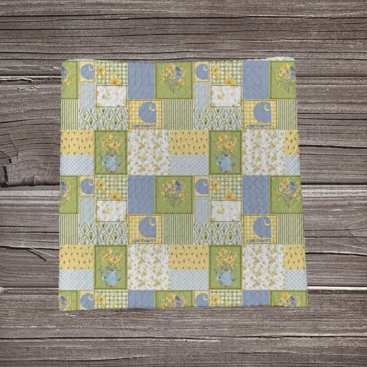 Blue & Yellow Floral Carhartt Patchwork  | Bullet Fabric Strip | Bow Making | Scrunchie | Headwraps